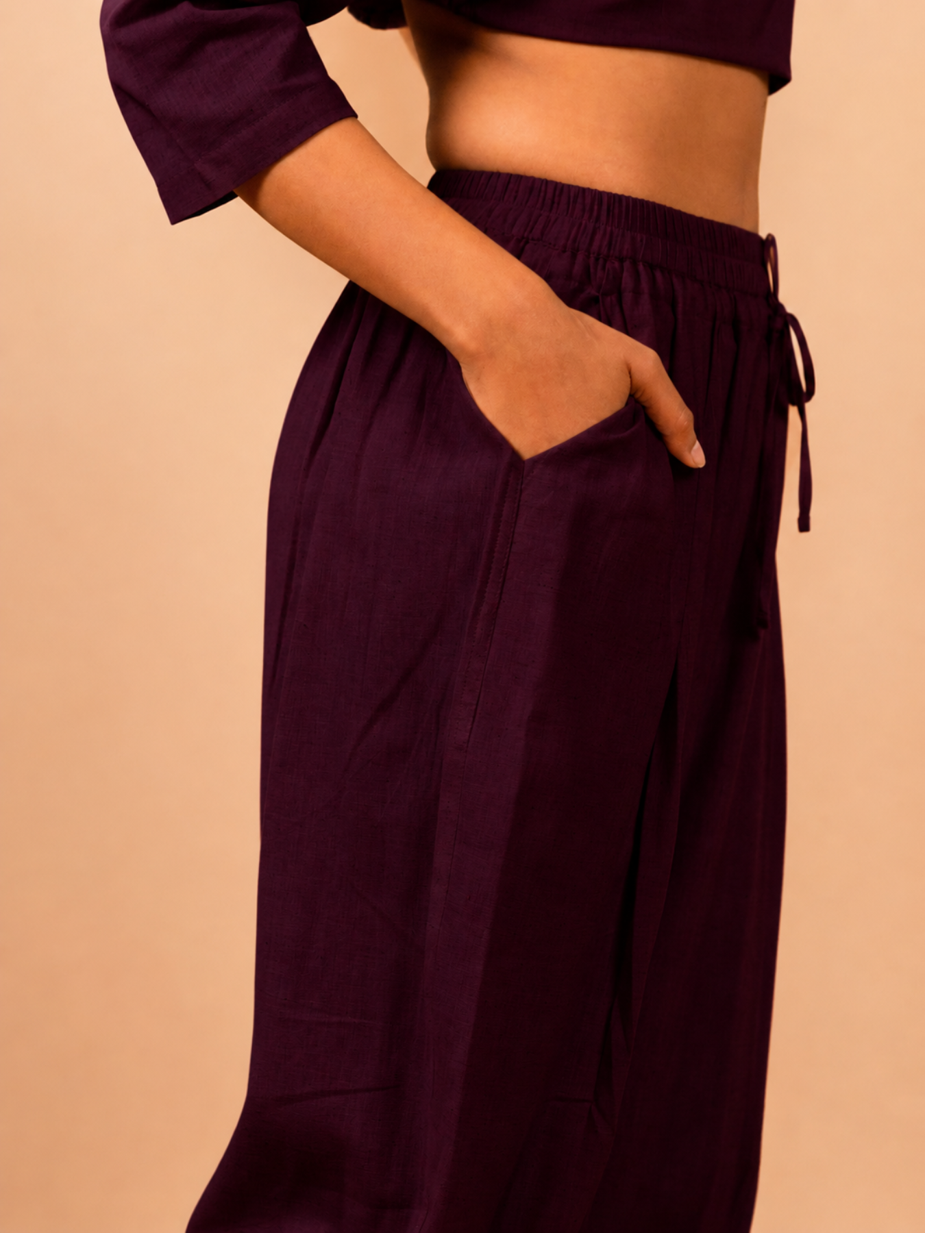 Cotton Yoga Baggy Pants for Women- Plum | Aarohi