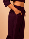 Cotton Yoga Co-ord Set for Women- Plum | Aarohi