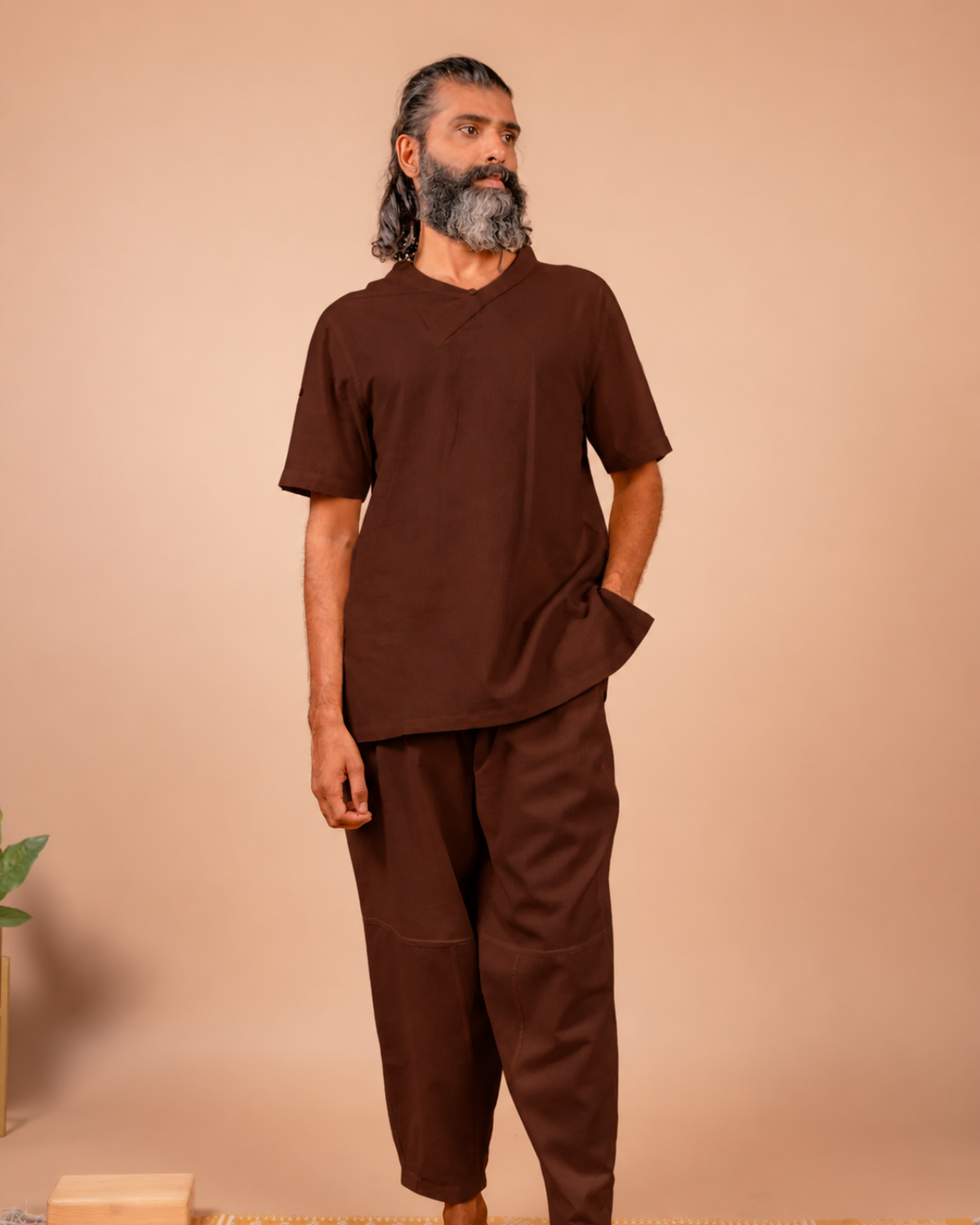 Cotton Yoga Set for Men- Brown | Veer