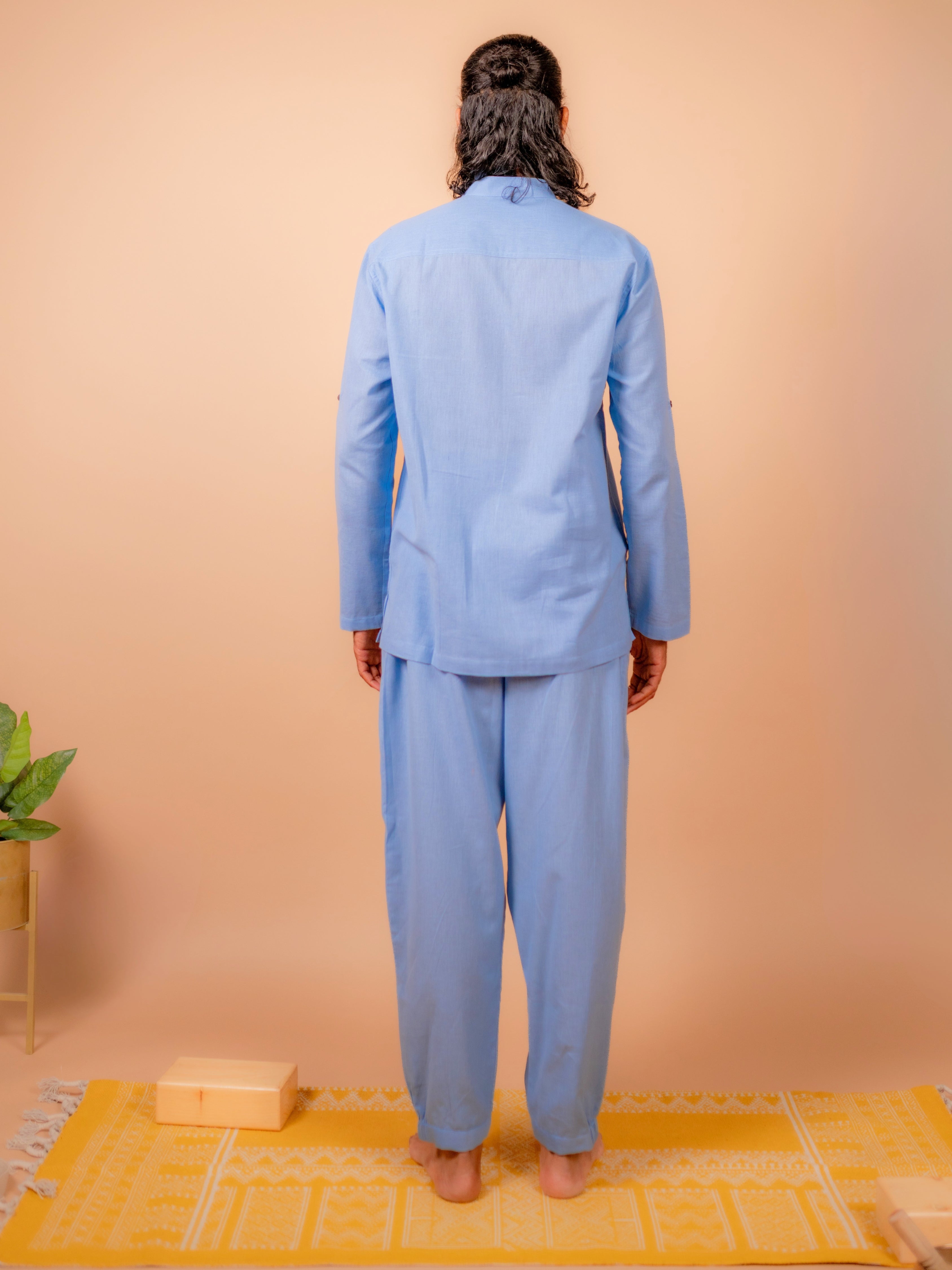 Cotton Yoga Set for Men- Powder Blue | Tejas
