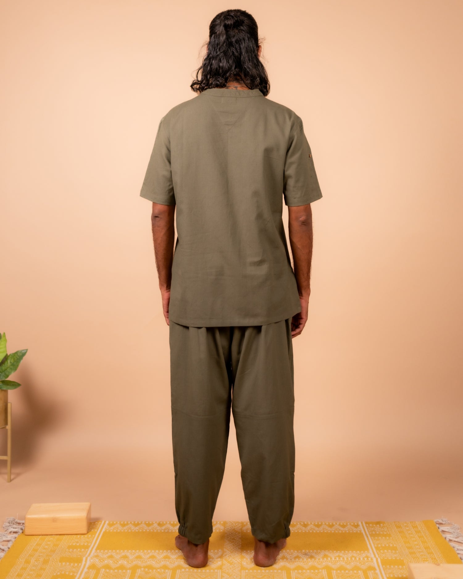 Cotton Yoga Set for Men- Olive Green | Veer