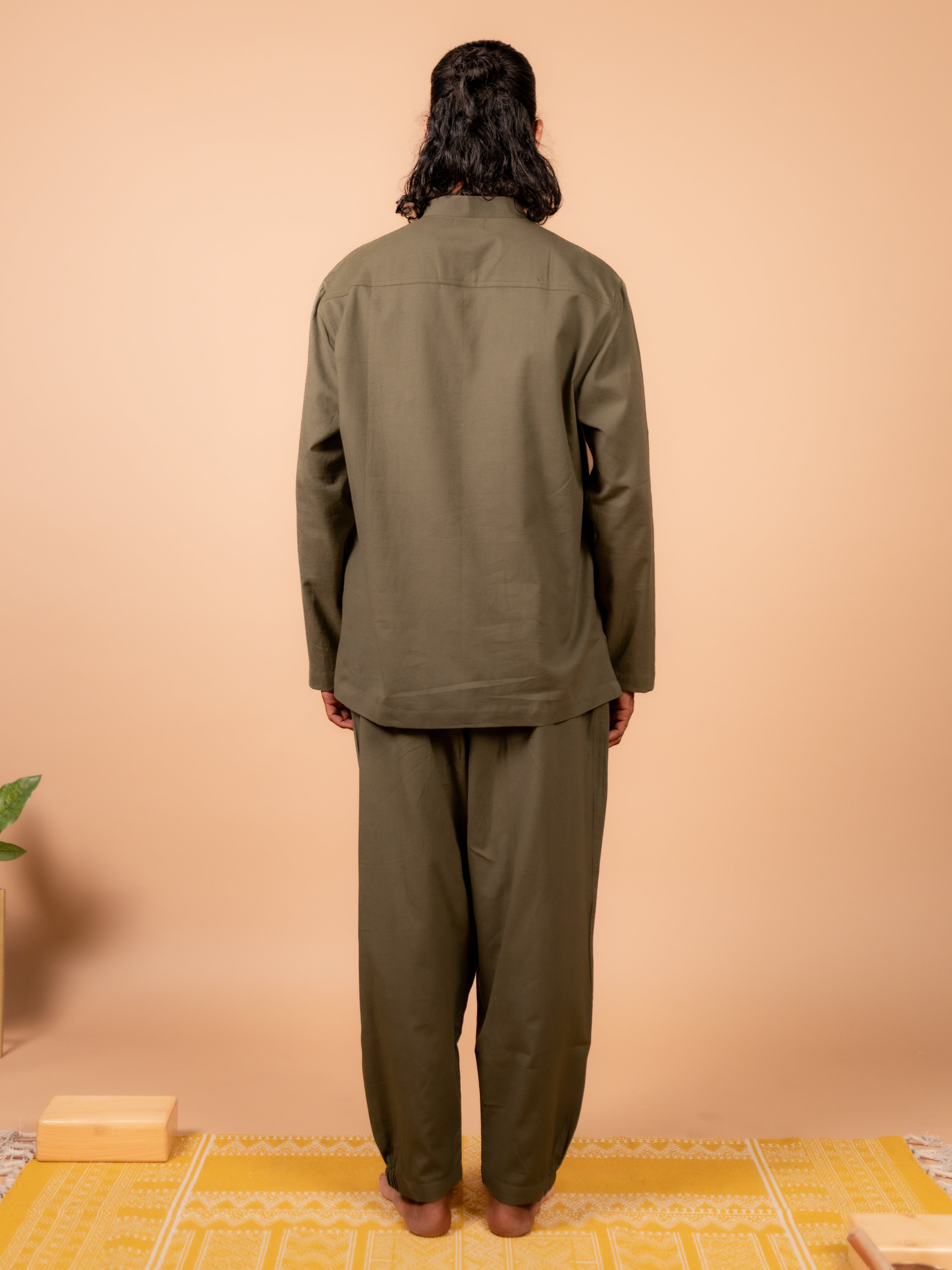 Cotton Yoga Set for Men- Olive Green | Tejas