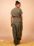 Cotton Yoga Co-ord Set for Women- Olive Green | Ira