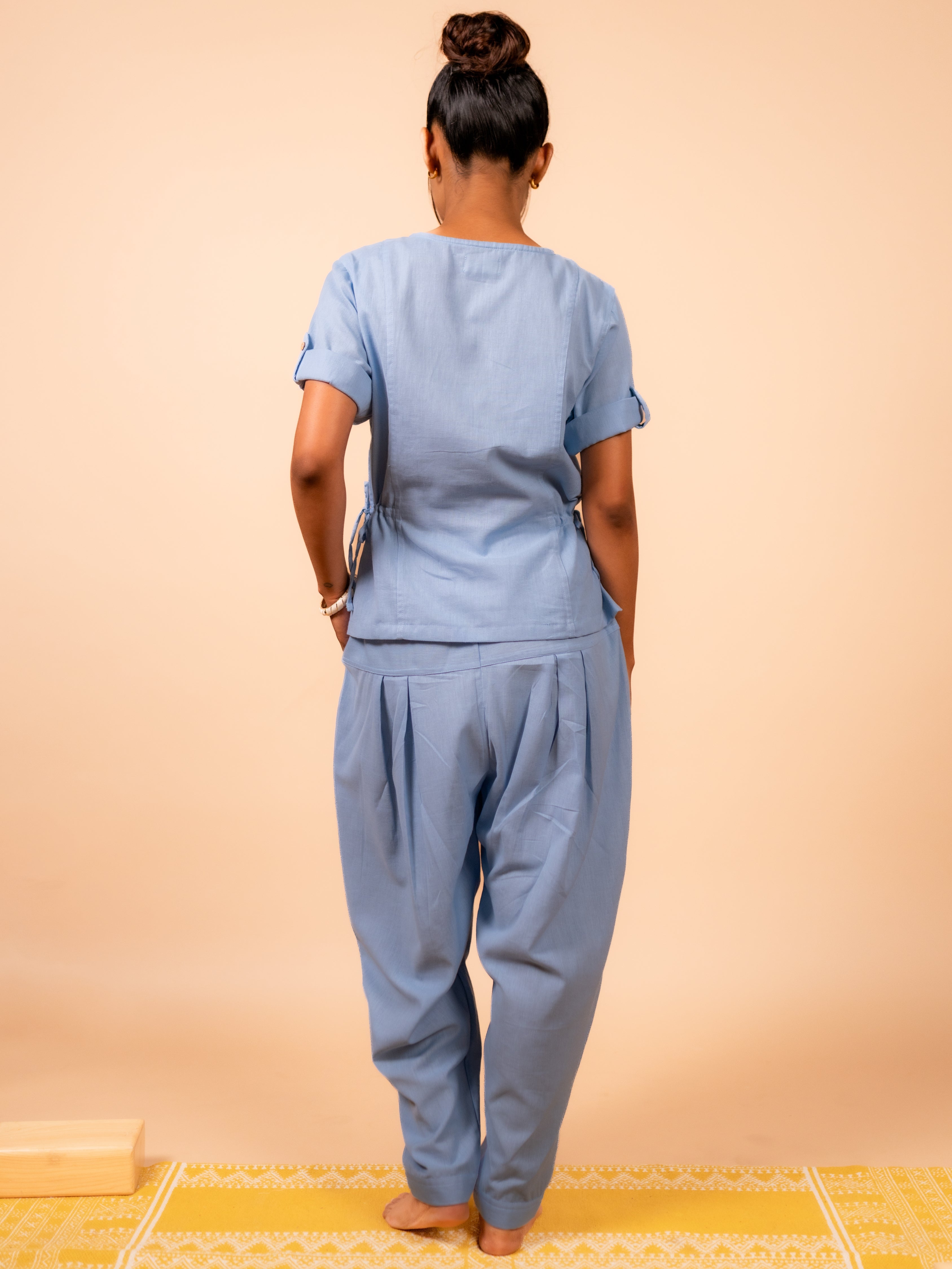 Cotton Yoga Co-ord Set for Women- Powder Blue | Ira
