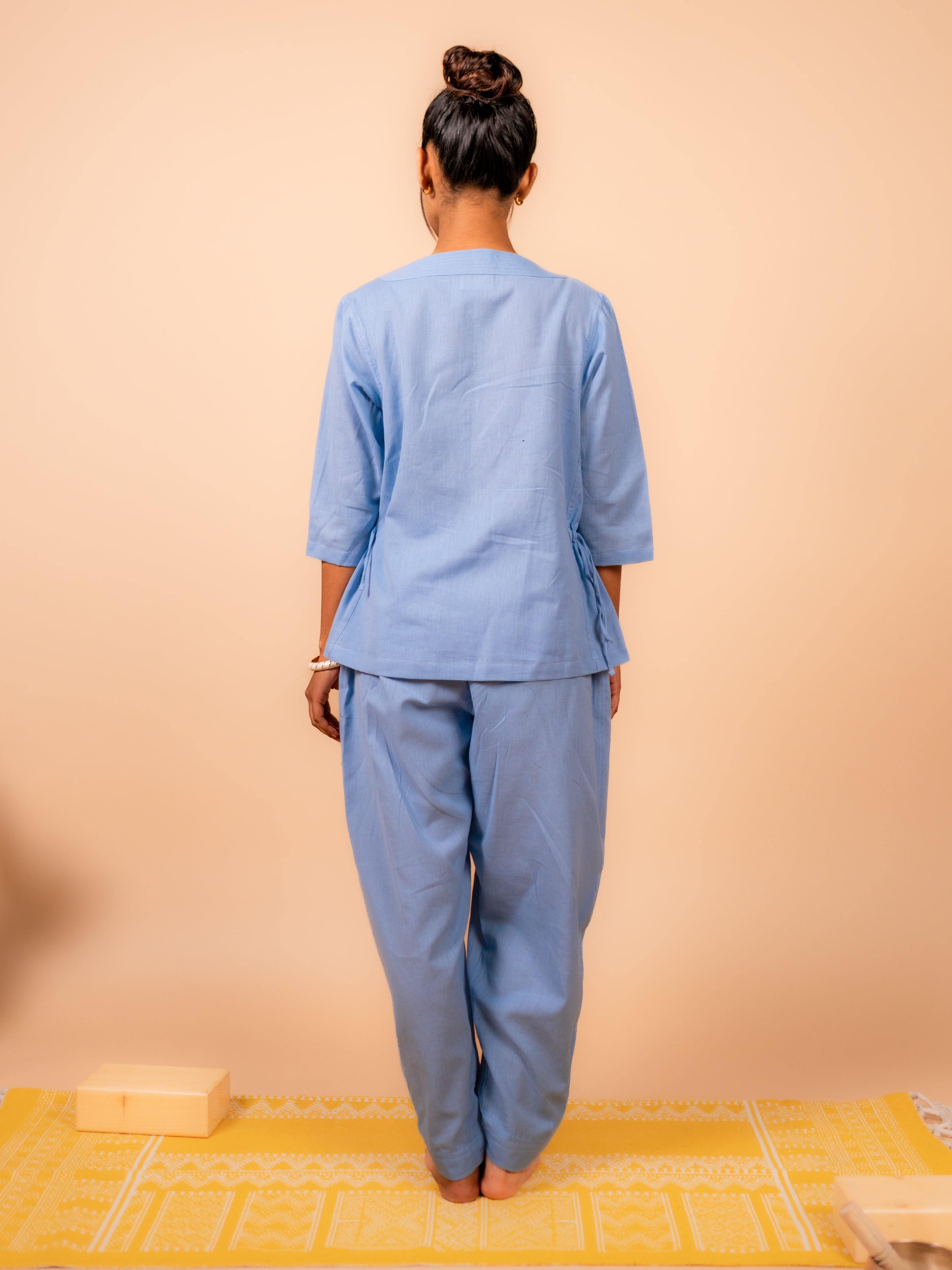 Cotton Yoga Co-ord Set for Women- Powder Blue | Aarohi