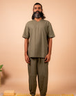 Cotton Yoga Set for Men- Olive Green | Veer