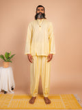 Cotton Yoga Mandarin Collar Top for Men- Butter Yellow | Tejas