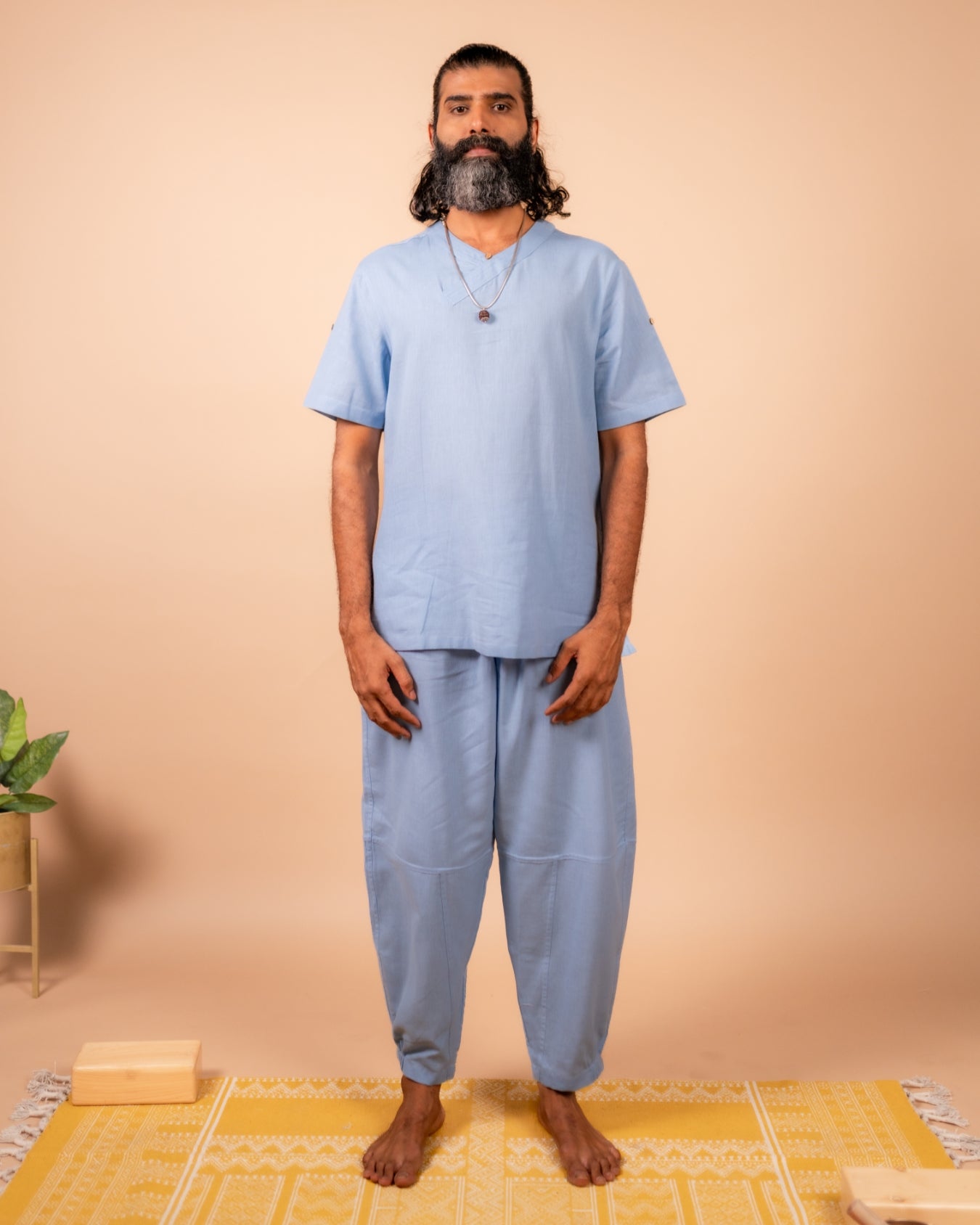 Cotton Yoga Set for Men- Powder Blue | Veer