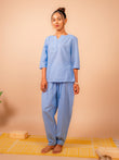 Cotton Yoga Co-ord Set for Women- Powder Blue | Aarohi