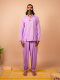 Cotton Yoga Mandarin Collar Top for Men- Lavender | Tejas