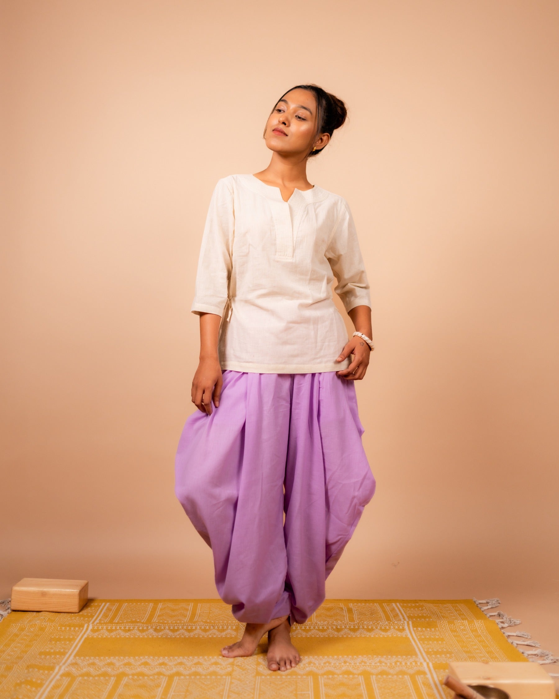 Unisex Cotton Dhoti Yoga Pants- Lavender | Sutra