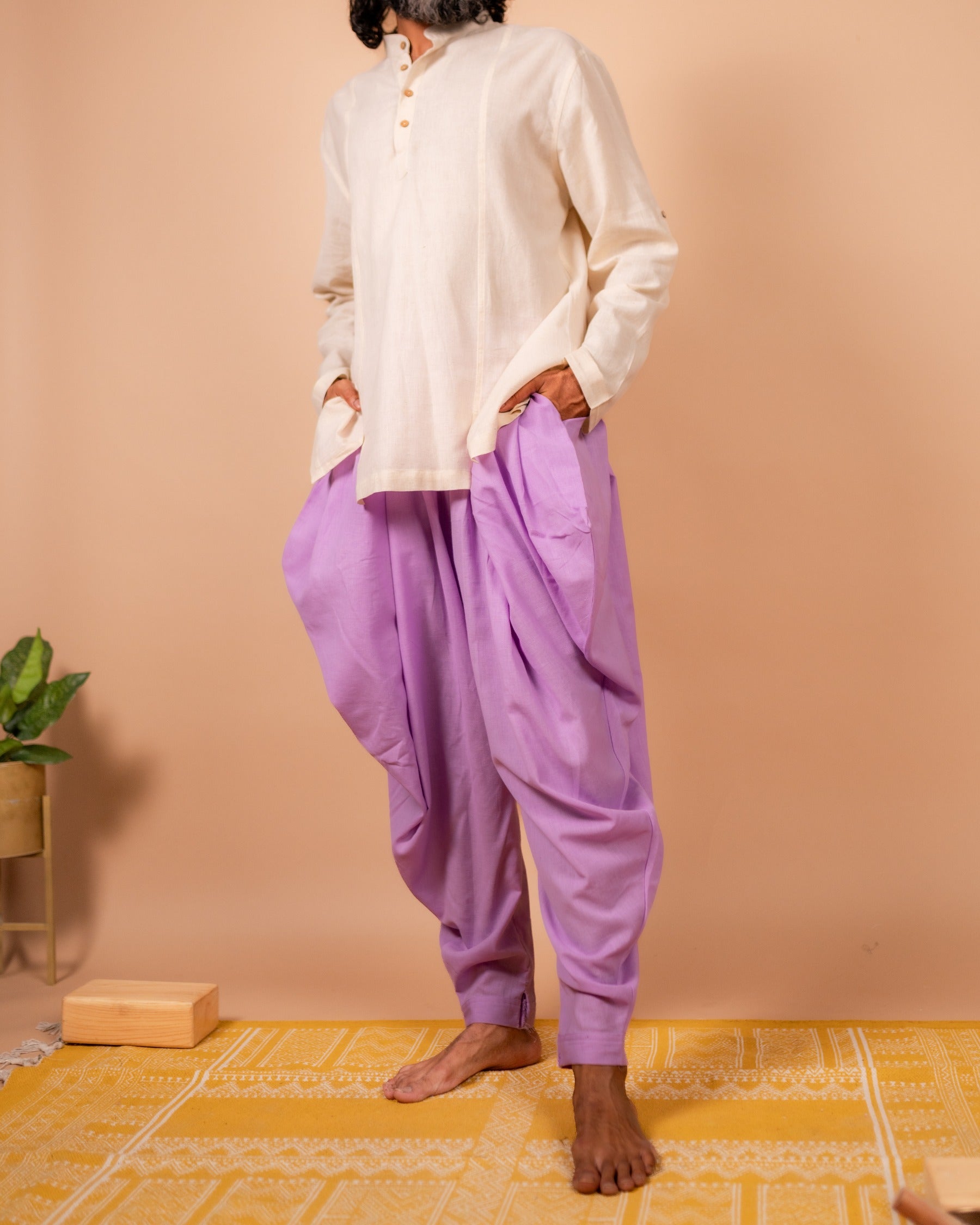 Unisex Cotton Dhoti Yoga Pants- Lavender | Sutra