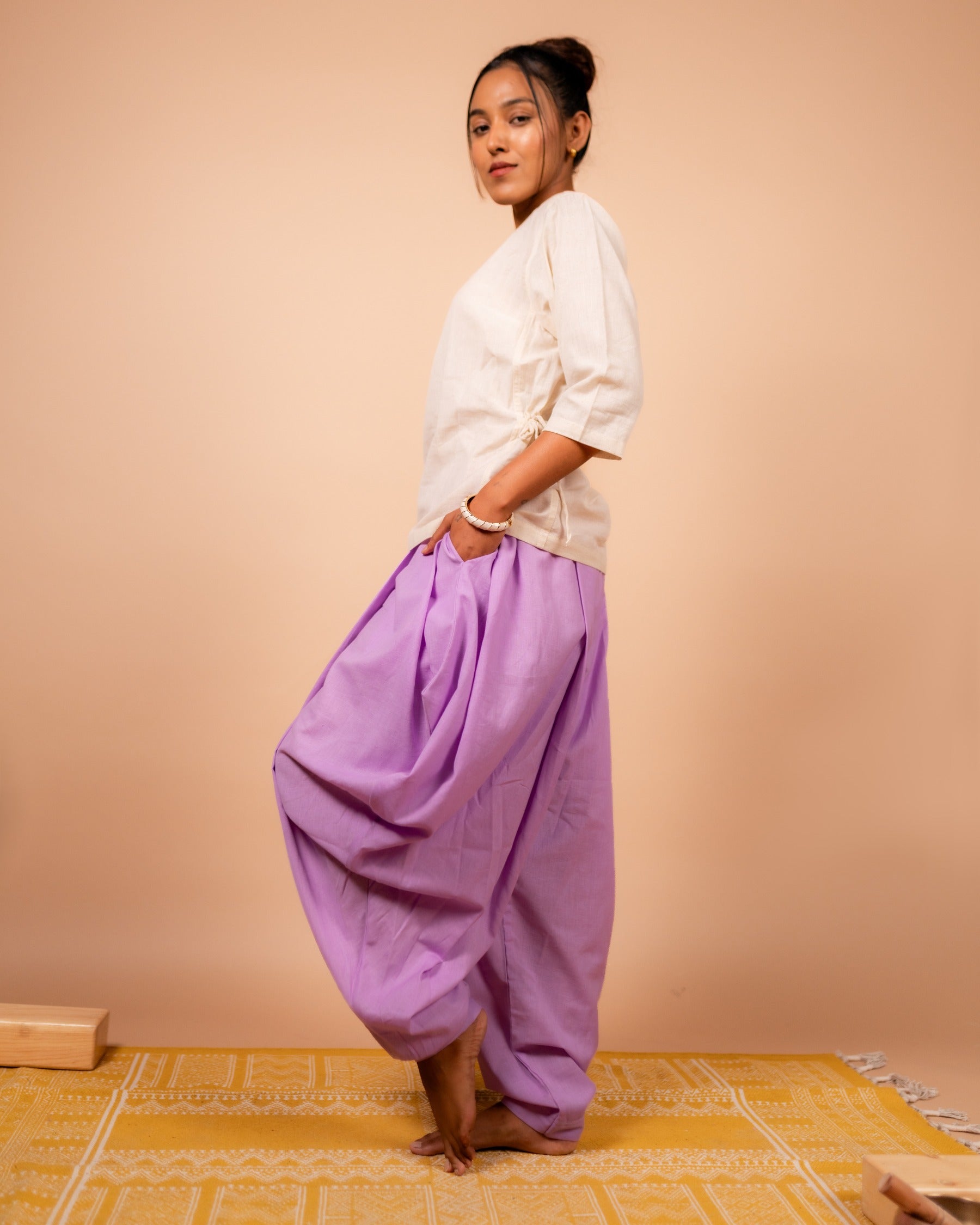 Unisex Cotton Dhoti Yoga Pants- Lavender | Sutra