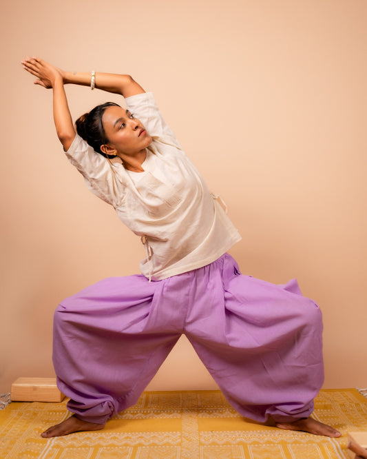 Unisex Cotton Dhoti Yoga Pants- Lavender | Sutra