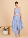 Bat Wings Pants- Blue Linen