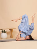 Bat Wings Pants- Blue Linen