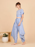 Bat Wings Pants- Blue Linen