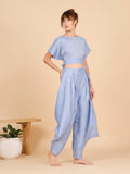 Bat Wings Pants- Blue Linen