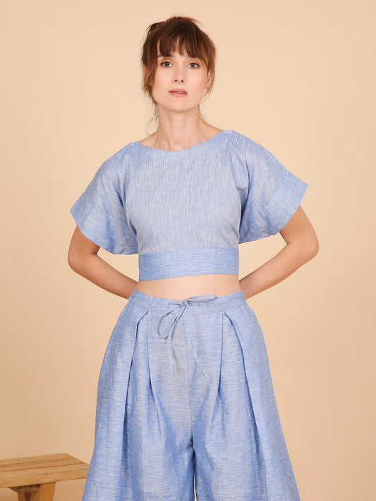 Bat Wings Set- Blue Linen