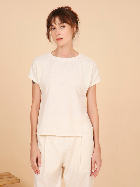 Mukti Yoga Tops- Ivory Flow