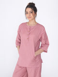 Yogini 100% Cotton Yoga Set with Barrel Pant and Henley Top| Rose Petal
