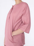 Yogini 100% Cotton Yoga Set with Barrel Pant and Henley Top| Rose Petal