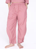Yogini 100% Cotton Yoga Set with Barrel Pant and Henley Top| Rose Petal