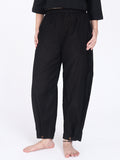Yogini 100% Cotton Yoga Set with Barrel Pant and Henley Top | Black