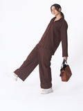 Dayflow 100% Cotton Shirt & Wide-Leg Pants Co-ord Set | Chocolate Brown