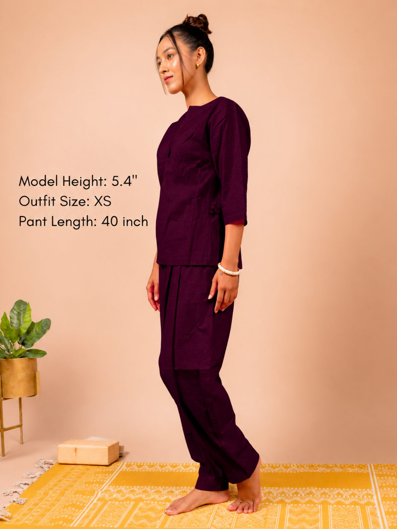 Cotton Yoga Top for Women- Plum | Aarohi