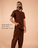 Cotton Yoga Cross Over Neckline Top for Men- Brown | Veer