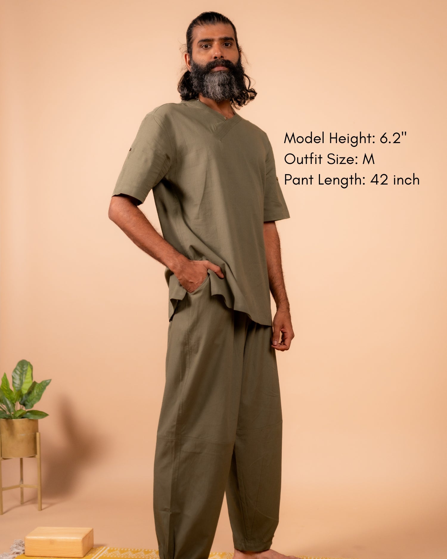 Cotton Yoga Balloon Pants for Men- Olive Green | Veer