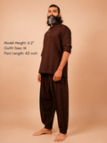 Cotton Yoga Mandarin Collar Top for Men- Brown | Tejas