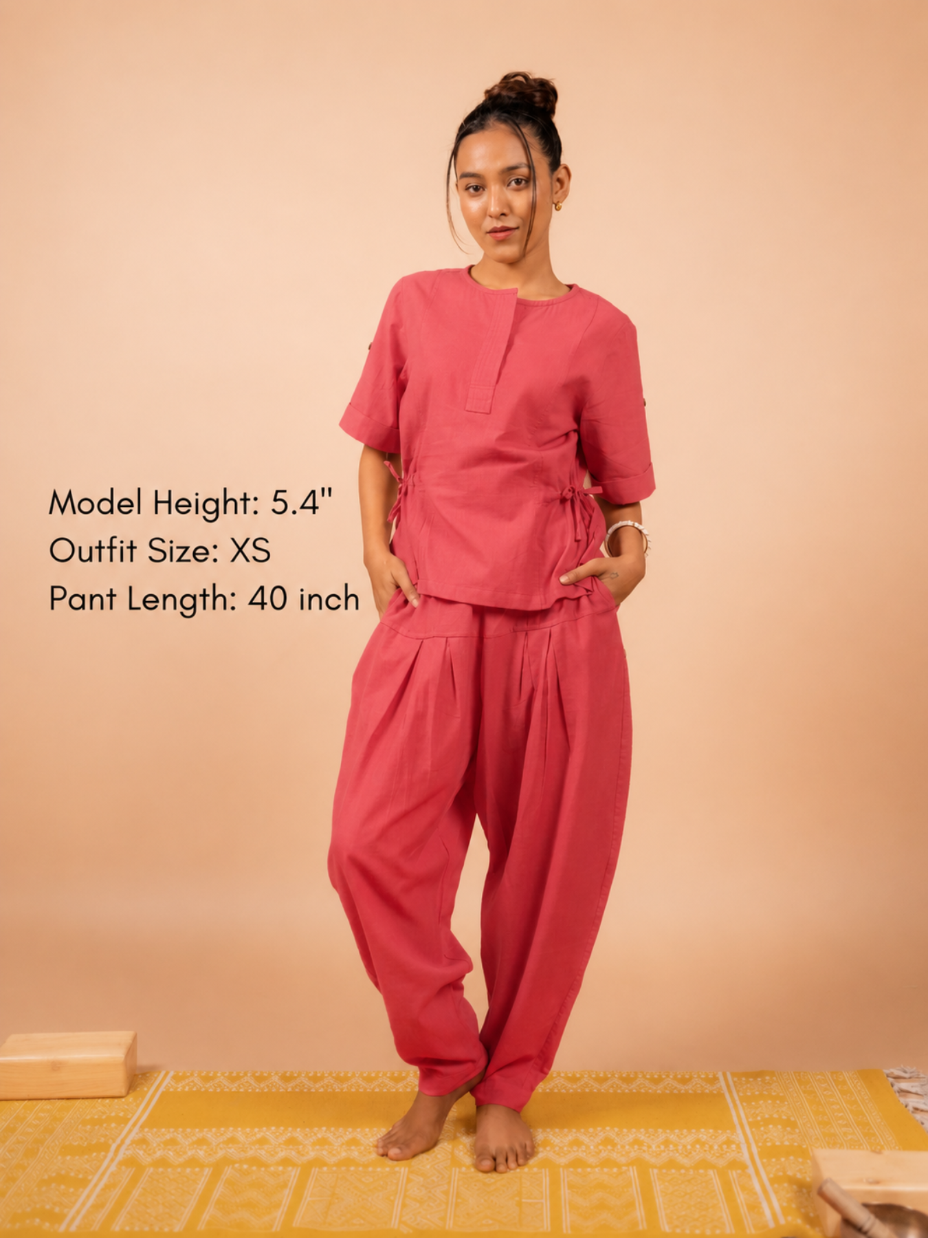Cotton Yoga half Sleeves Top for Women- Dusky Pink | Ira