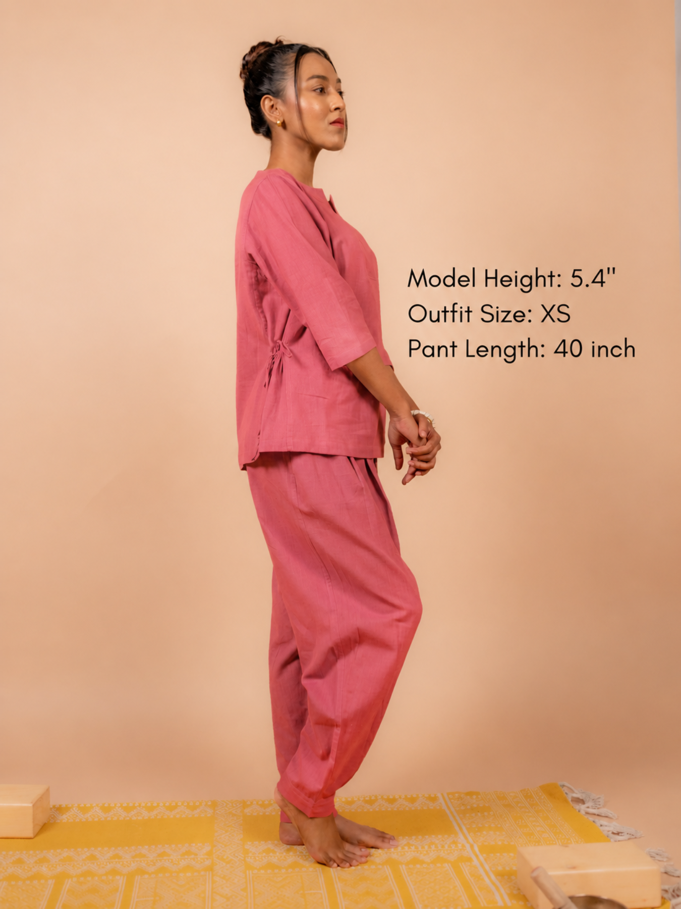 Cotton Yoga Co-ord Set for Women- Dusky Pink | Aarohi