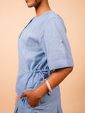Cotton Yoga half Sleeves Top for Women- Powder Blue | Ira