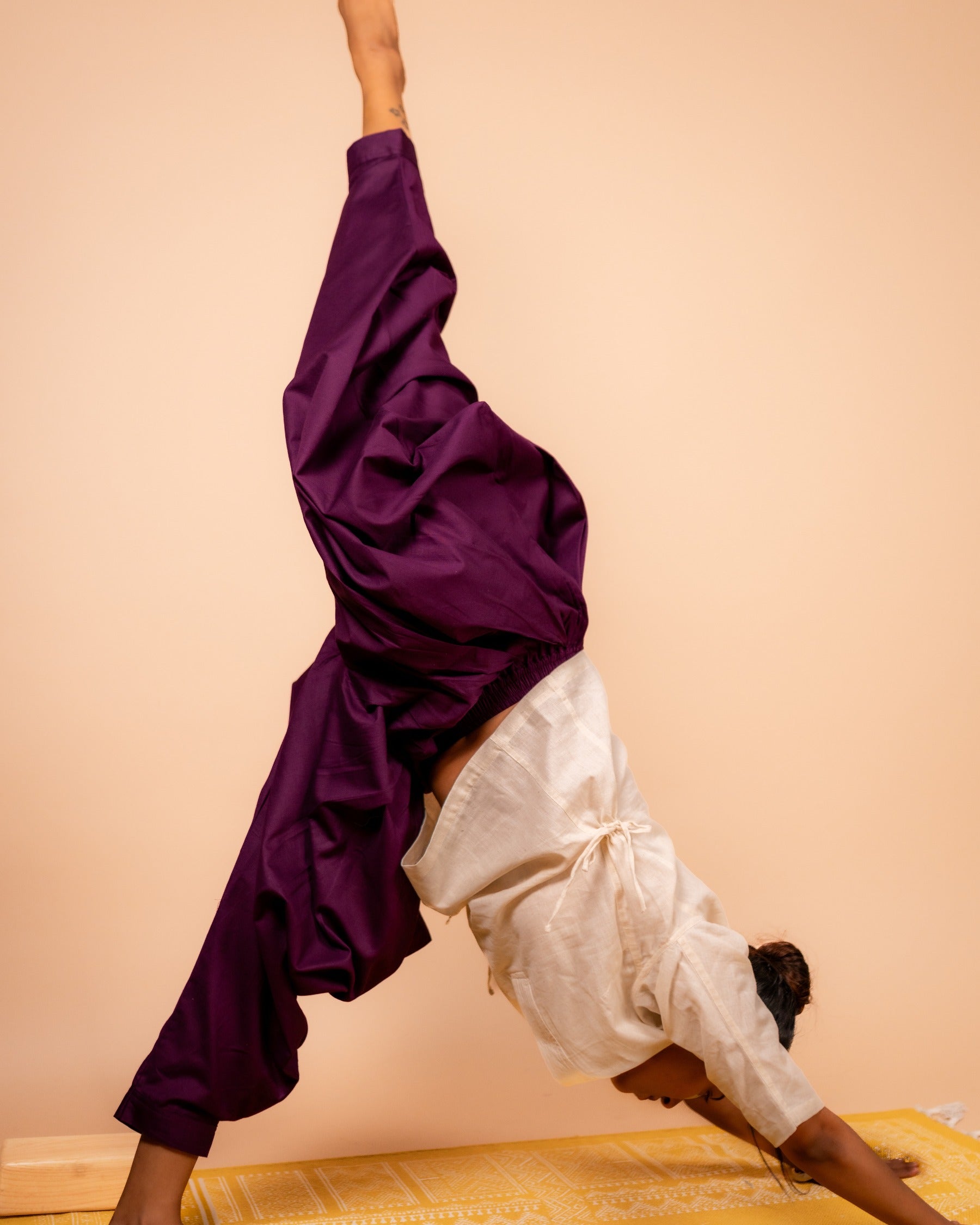 Unisex Cotton Dhoti Yoga Pants- Plum | Sutra