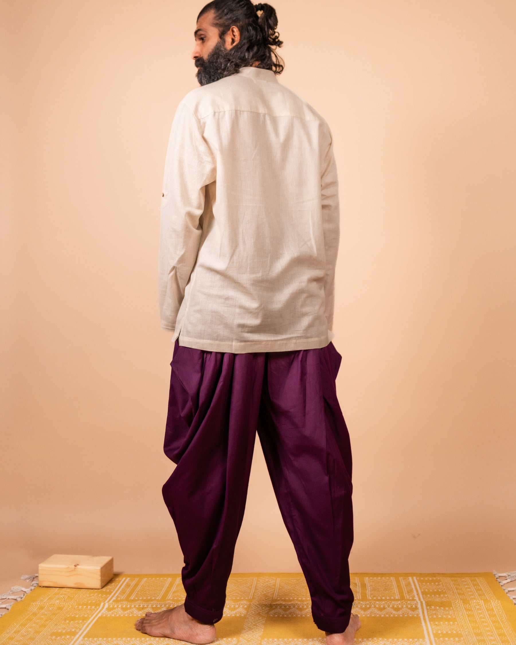 Unisex Cotton Dhoti Yoga Pants- Plum | Sutra