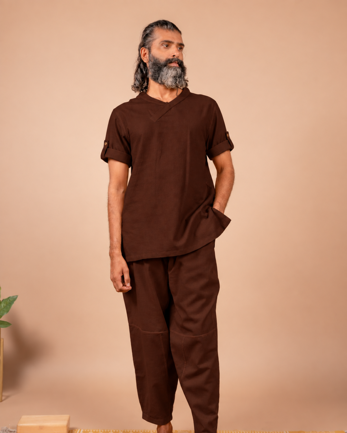 Cotton Yoga Set for Men- Brown | Veer