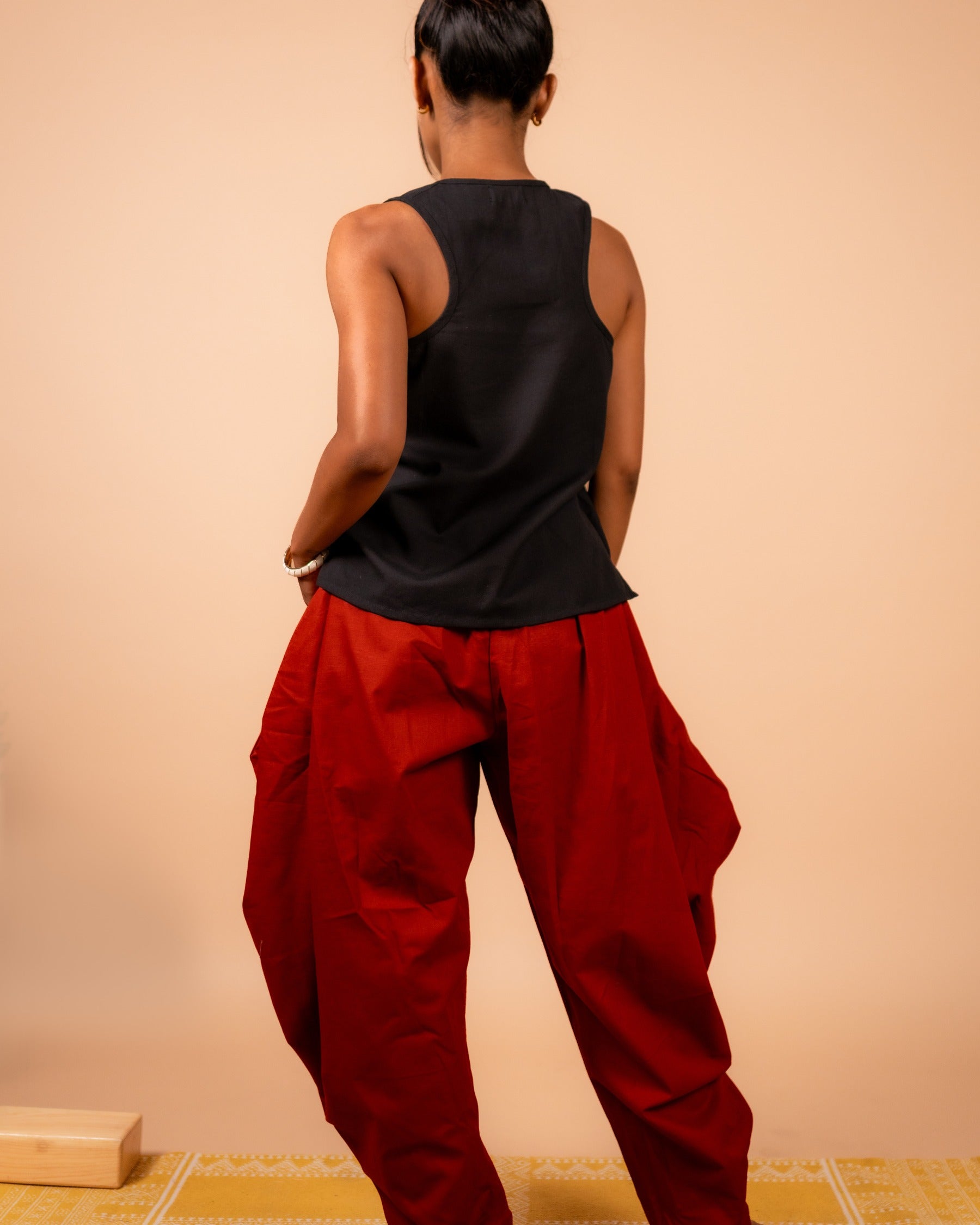 Unisex Cotton Dhoti Yoga Pants- Rust | Sutra