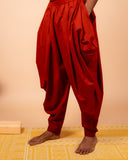 Unisex Cotton Dhoti Yoga Pants- Rust | Sutra