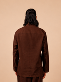 Cotton Yoga Mandarin Collar Set for Men- Brown | Tejas