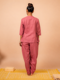 Cotton Yoga Co-ord Set for Women- Dusky Pink | Aarohi
