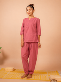 Cotton Yoga Baggy Pants for Women- Dusky pink | Aarohi