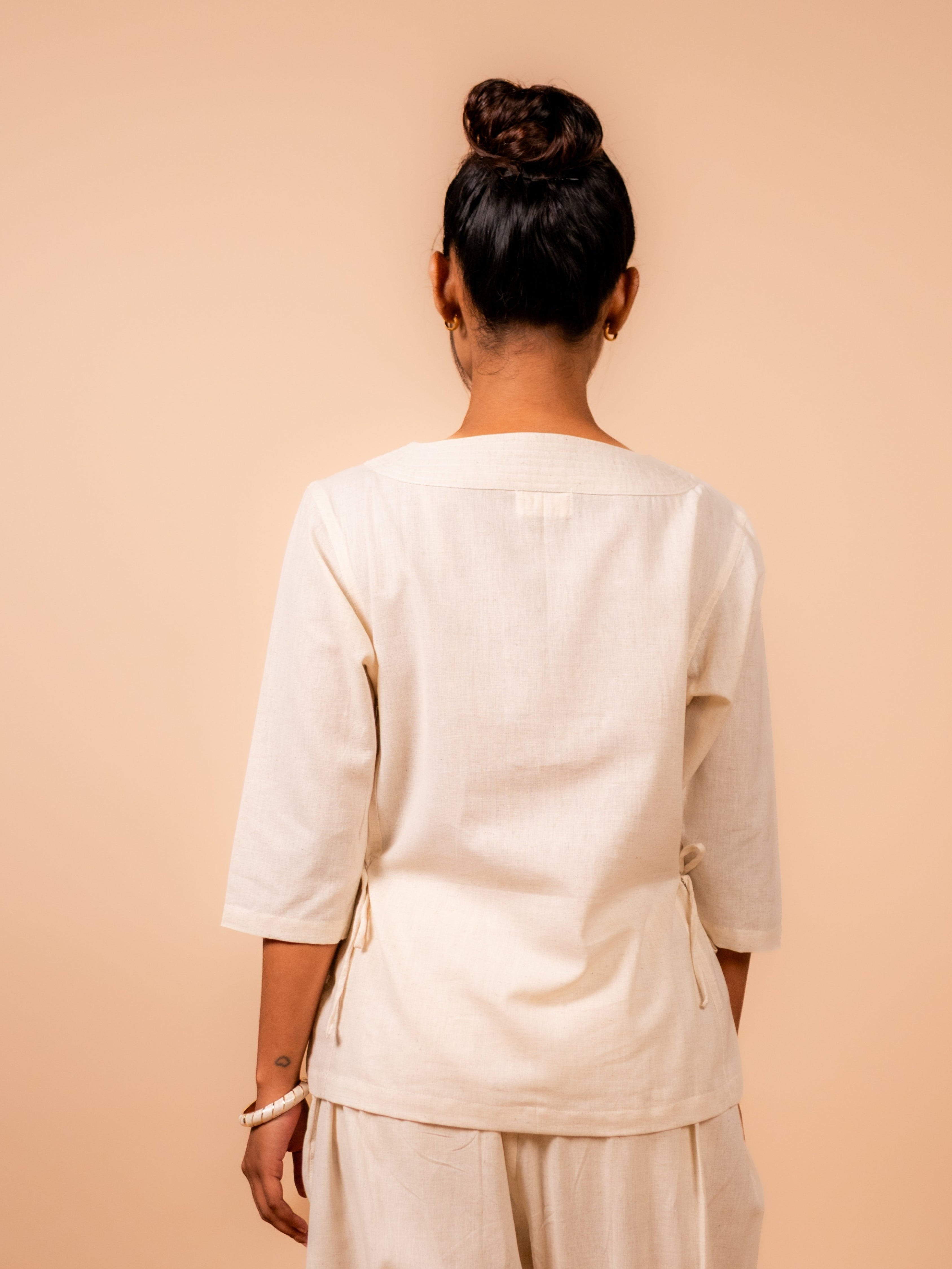 Cotton Yoga Kurta Top for Women- Off White | Aarohi