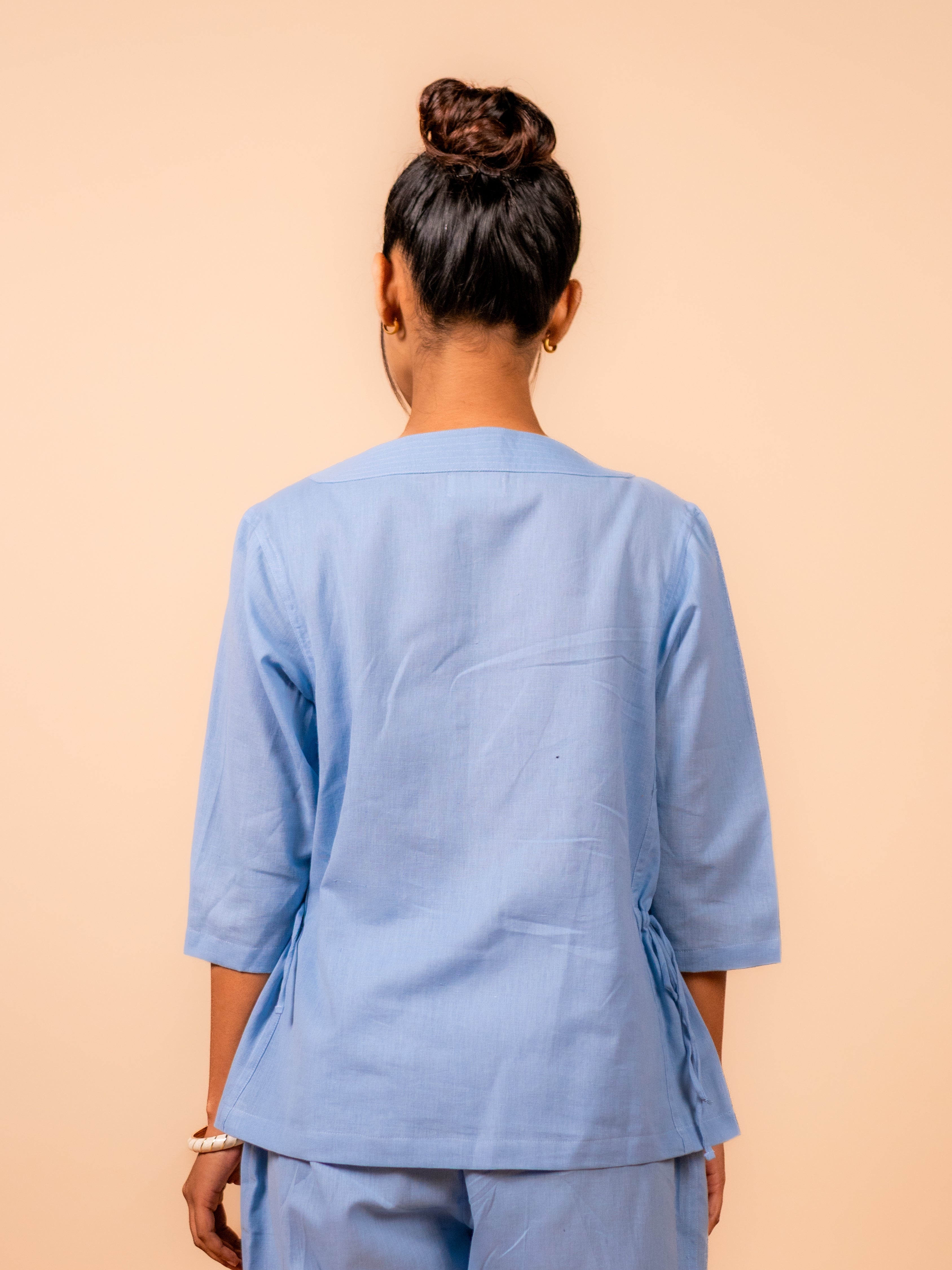 Cotton Yoga Kurta Top for Women- Powder Blue | Aarohi