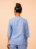 Cotton Yoga Kurta Top for Women- Powder Blue | Aarohi