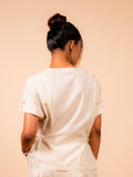 Cotton Yoga half Sleeves Top for Women- Off White | Ira