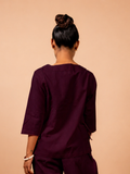 Cotton Yoga Top for Women- Plum | Aarohi
