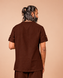 Cotton Yoga Cross Over Neckline Top for Men- Brown | Veer